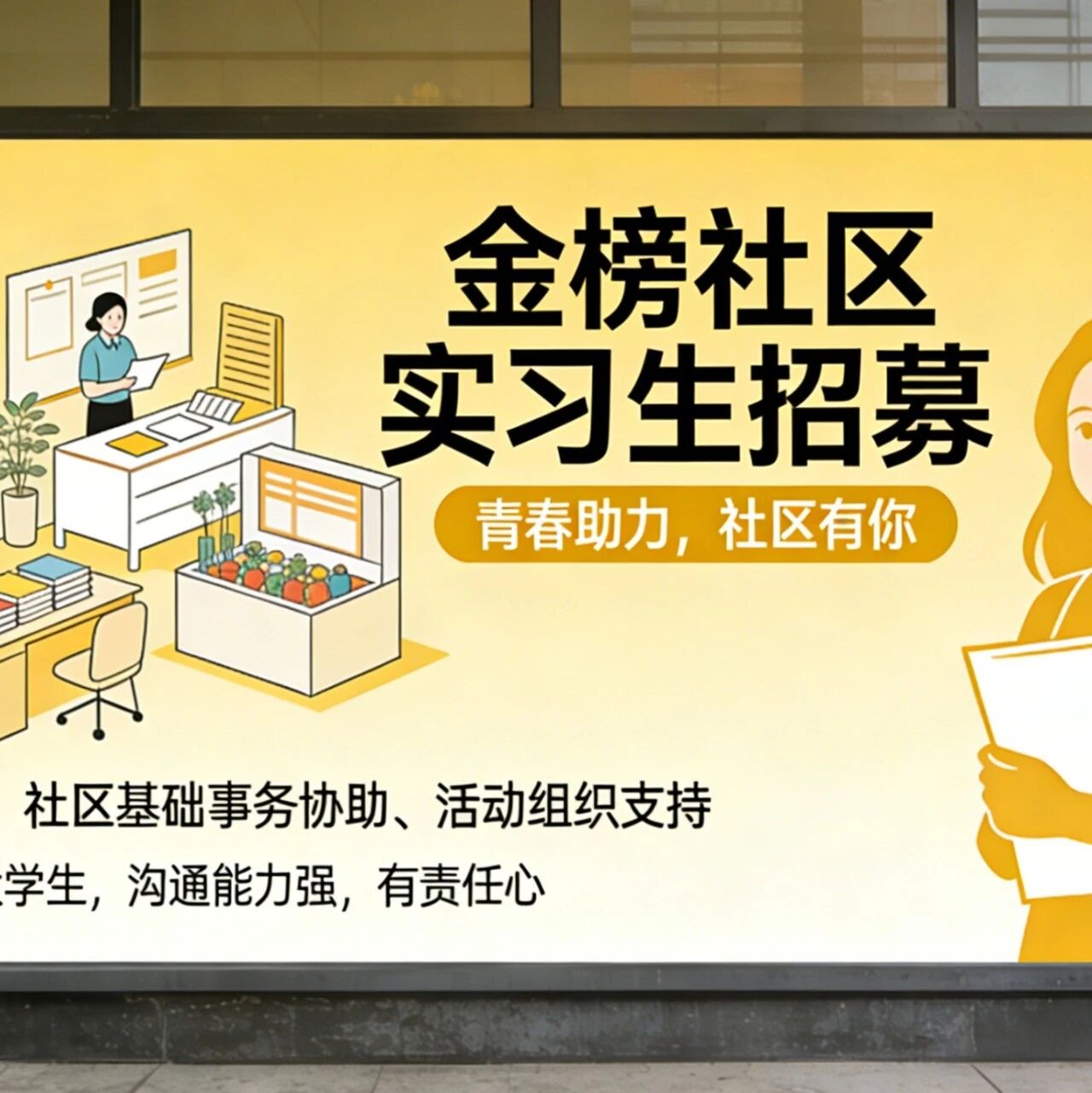 佛山市顺德区大良街道金榜社区实习生招募